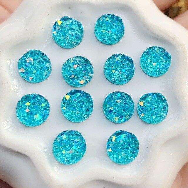 DIY AB Resin Bling Irregularity Surface Ore Crystal 8mm&10mm Round Flatback Rhinestone Ornament DIY Wedding Appliques Craft B96|Rhinestones