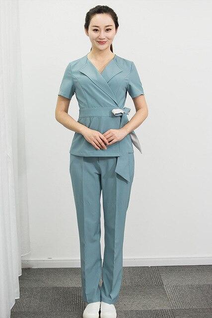 Beauty salon beautician uniform spa health center work clothes women's foot bath sauna massage health technician clothing suit|Scrub Sets