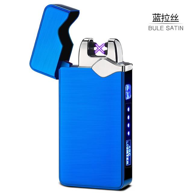 Electric Dual Arc Lighter USB Rechargeable Windproof Flameless Plasma Pulse Lighters For Cigarette Candle With LED Power Display|Cigarette Accessories