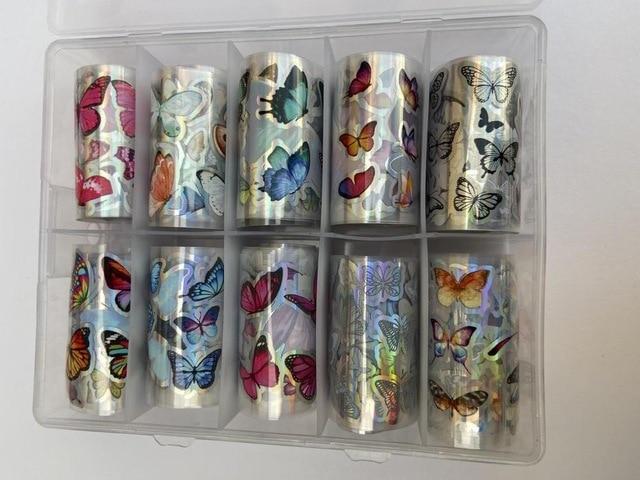 hot selling FOIL BOX Flowers Mix 10 / foil nail paper Flowers & leaves 10 different patterns of nail transfer foils decals|Stickers & Decals