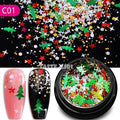 Mix Christmas Snowflake Xmas Tree Starlights Holo Nail Glitter Sequins Nail Art Slice Stickers Decoration 12 Grids/Box Or 1 Jar|Rhinestones & Decorations