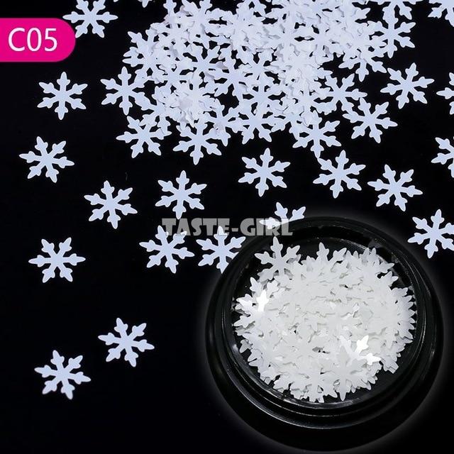 Mix Christmas Snowflake Xmas Tree Starlights Holo Nail Glitter Sequins Nail Art Slice Stickers Decoration 12 Grids/Box Or 1 Jar|Rhinestones & Decorations