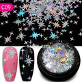 Mix Christmas Snowflake Xmas Tree Starlights Holo Nail Glitter Sequins Nail Art Slice Stickers Decoration 12 Grids/Box Or 1 Jar|Rhinestones & Decorations