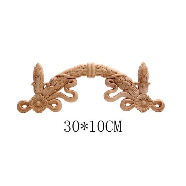 European style Wood Carving Decal Solid Wood Furniture Decorative Accessories Door Heart Long Flower Pieces Wholesale and Retail|Statues & Sculptures