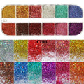 12 Grids/Set Combined Glitter Holographic Sequins Sugar Marble Powder Dried Flower Mylar Foil Shell Nail Art Decoration DIY CT#|Rhinestones & Decorations