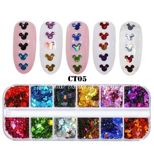 12 Grids/Set Combined Glitter Holographic Sequins Sugar Marble Powder Dried Flower Mylar Foil Shell Nail Art Decoration DIY CT