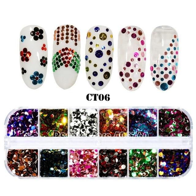 12 Grids/Set Combined Glitter Holographic Sequins Sugar Marble Powder Dried Flower Mylar Foil Shell Nail Art Decoration DIY CT