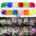 12 Grids/Set Combined Glitter Holographic Sequins Sugar Marble Powder Dried Flower Mylar Foil Shell Nail Art Decoration DIY CT#|Rhinestones & Decorations