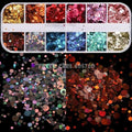 12 Grids/Set Combined Glitter Holographic Sequins Sugar Marble Powder Dried Flower Mylar Foil Shell Nail Art Decoration DIY CT#|Rhinestones & Decorations