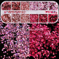 12 Grids/Set Combined Glitter Holographic Sequins Sugar Marble Powder Dried Flower Mylar Foil Shell Nail Art Decoration DIY CT#|Rhinestones & Decorations