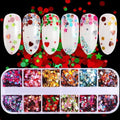 12 Grids/Set Combined Glitter Holographic Sequins Sugar Marble Powder Dried Flower Mylar Foil Shell Nail Art Decoration DIY CT#|Rhinestones & Decorations