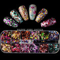 12 Grids/Set Combined Glitter Holographic Sequins Sugar Marble Powder Dried Flower Mylar Foil Shell Nail Art Decoration DIY CT#|Rhinestones & Decorations