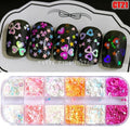 12 Grids/Set Combined Glitter Holographic Sequins Sugar Marble Powder Dried Flower Mylar Foil Shell Nail Art Decoration DIY CT#|Rhinestones & Decorations