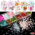 12 Grids/Set Combined Glitter Holographic Sequins Sugar Marble Powder Dried Flower Mylar Foil Shell Nail Art Decoration DIY CT#|Rhinestones & Decorations