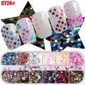 12 Grids/Set Combined Glitter Holographic Sequins Sugar Marble Powder Dried Flower Mylar Foil Shell Nail Art Decoration DIY CT#|Rhinestones & Decorations