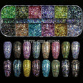 12 Grids/Set Combined Glitter Holographic Sequins Sugar Marble Powder Dried Flower Mylar Foil Shell Nail Art Decoration DIY CT#|Rhinestones & Decorations