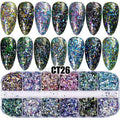 12 Grids/Set Combined Glitter Holographic Sequins Sugar Marble Powder Dried Flower Mylar Foil Shell Nail Art Decoration DIY CT#|Rhinestones & Decorations