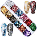 12 Grids/Set Combined Glitter Holographic Sequins Sugar Marble Powder Dried Flower Mylar Foil Shell Nail Art Decoration DIY CT#|Rhinestones & Decorations