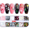 Mix Christmas Snowflake Xmas Tree Starlights Holo Nail Glitter Sequins Nail Art Slice Stickers Decoration 12 Grids/Box Or 1 Jar|Rhinestones & Decorations