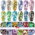 12 Grids/Box Mix Starr Hexagon Sequins Nail Glitter Holographic Laser Paillette Nail Art Slice Decoration Manicure Tips CT|Rhinestones & Decorations