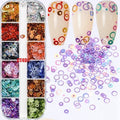 12 Grids/Box Mix Sizes Dreamlike Rainbow Round Holo Circle Sequins Nail Glitter Paillette Nail Art Slice Sequins Decals Set|Rhinestones & Decorations