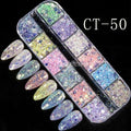 12 Grids/Box Mix Starr Hexagon Sequins Nail Glitter Holographic Laser Paillette Nail Art Slice Decoration Manicure Tips CT|Rhinestones & Decorations