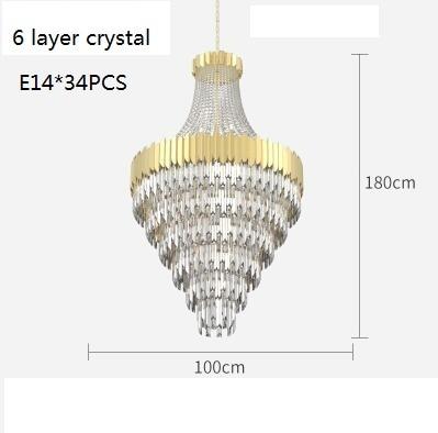 Large crystal chandelier in duplex building luxury hotel lobby engineering villa living room hollow chandelier|Chandeliers