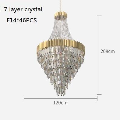 Large crystal chandelier in duplex building luxury hotel lobby engineering villa living room hollow chandelier|Chandeliers