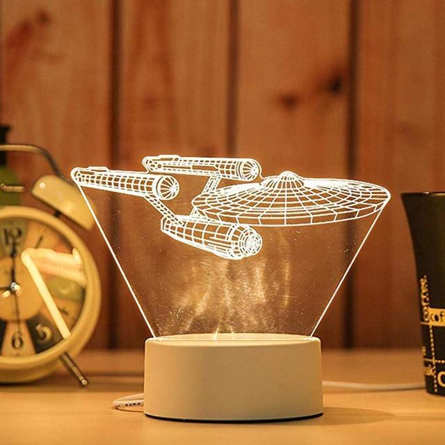 3D Usb Acrylic Night Lights Led Table Desk Bedroom Decoration Gift Warm White Light Jellyfish Architectural Table Lamp