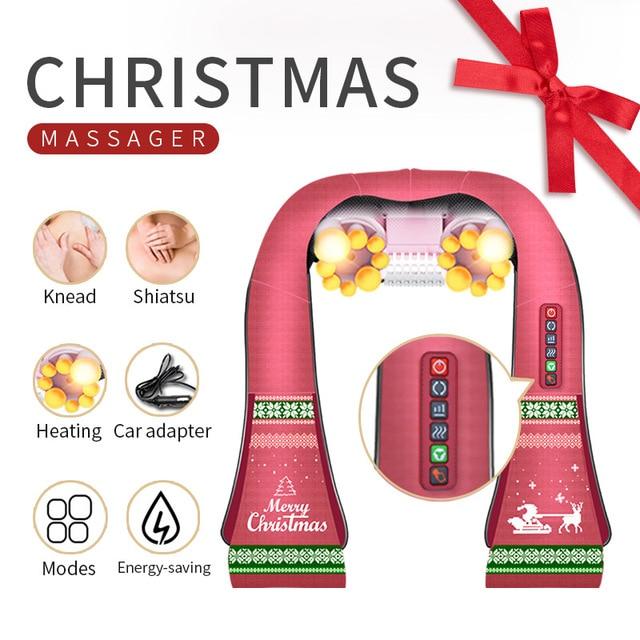 (with Gift Box) JinKaiRui U Shape Electrical Shiatsu Back Neck Shoulder Body Massager Infrared Heated Kneading Car/Home Massager|massage infrared|body massagercar back massage