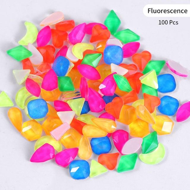 Mixed 100pcs Crystal AB Nail Art Rhinestones Flatback Strass Shiny Glass Nail Stones Gems For 3D Nails DIY Manicure Decorations|Rhinestones & Decorations