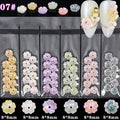 6Grids/Pack 3D Rose Various Petal Resin Glazed Flowers Pearl Arylic Nail Art Rhinestone Gems Decorations Manicure DIY Tips GZH#|Rhinestones & Decorations