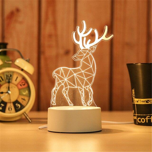 3D Usb Acrylic Night Lights Led Table Desk Bedroom Decoration Gift Warm White Light Jellyfish Architectural Table Lamp