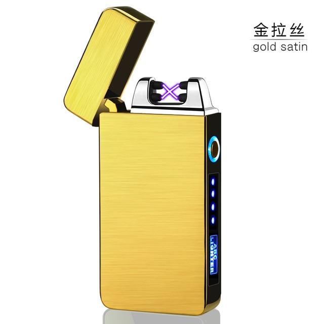 Electric Dual Arc Lighter USB Rechargeable Windproof Flameless Plasma Pulse Lighters For Cigarette Candle With LED Power Display|Cigarette Accessories