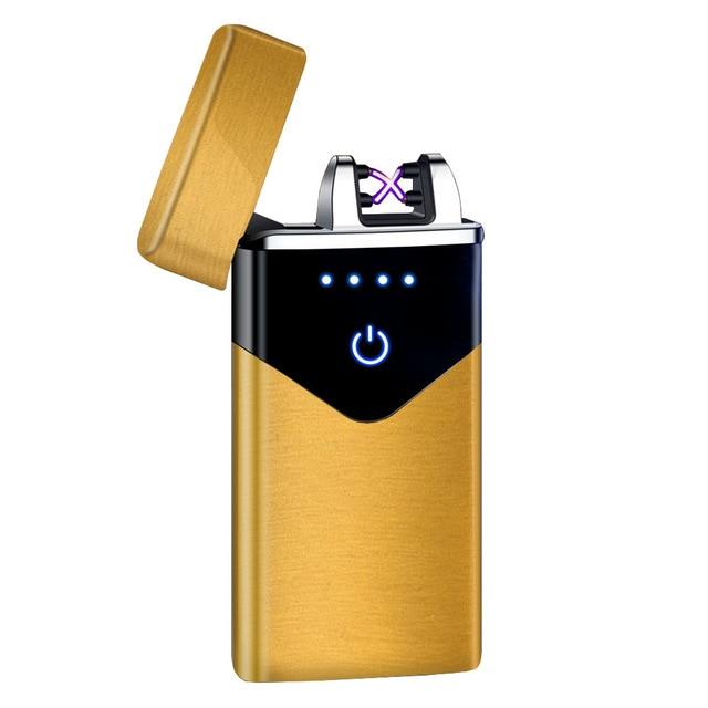 Electric Dual Arc Lighter USB Rechargeable Windproof Flameless Plasma Pulse Lighters For Cigarette Candle With LED Power Display|Cigarette Accessories