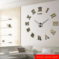 DIY 3D Large Wall Clock Sticker Acrylic Mirror Big Kitchen Clock Modern Design Roman Numerals Living Room Decor|Wall Clocks