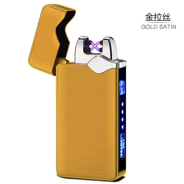 Electric Dual Arc Lighter USB Rechargeable Windproof Flameless Plasma Pulse Lighters For Cigarette Candle With LED Power Display|Cigarette Accessories