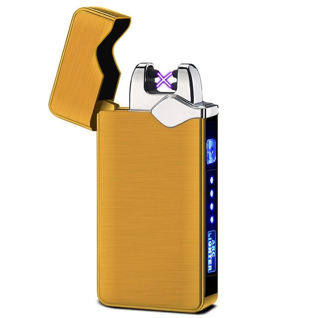 Windproof Dual Arc Lighter Plasma Flameless Rechargeable Electric Lighter for Cigarette Candle with LED Power Display|Cigarette Accessories