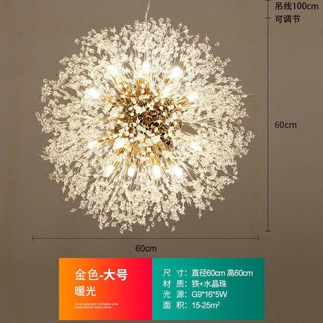 Modern LED Crystal Chandelier Pendant Hanging Lamp Dandelion Chandelier Lighting Luminaire for Living Dining Room Decor Fixtures|Pendant Lights