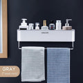 Bathroom Shelf Shower Caddy Organizer Wall Mount Shampoo Rack With Towel Bar No Drilling Kitchen Storage Bathroom Accessories|Bathroom Shelves