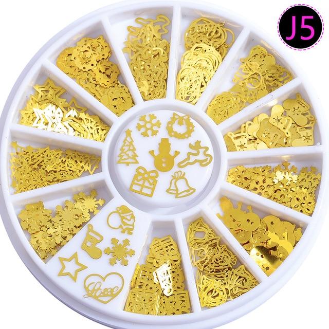 Mix Merry Christmas Element X'mas Tree Bell Elk Santa Claus Snowman Snowflake Metallic Nail Art Sequins Decals Gem DIY Wheel|Rhinestones & Decorations