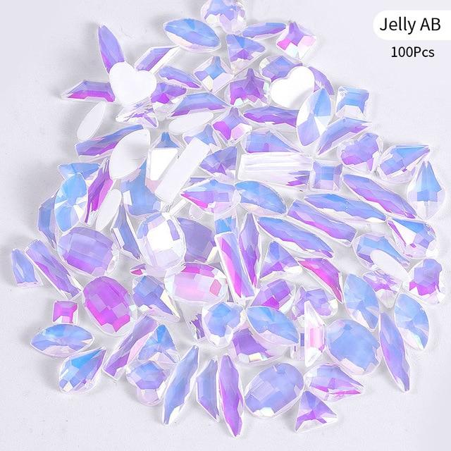 Mixed 100pcs Crystal AB Nail Art Rhinestones Flatback Strass Shiny Glass Nail Stones Gems For 3D Nails DIY Manicure Decorations|Rhinestones & Decorations