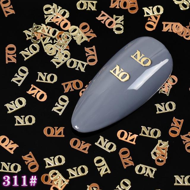 800PCS/Pack Gold Brone Letter Bitch SEXY DAMN ETC. Metallic Nail Sequins Brone Back Nail Art Slice Decoration Manicure DIY Tips|Rhinestones & Decorations