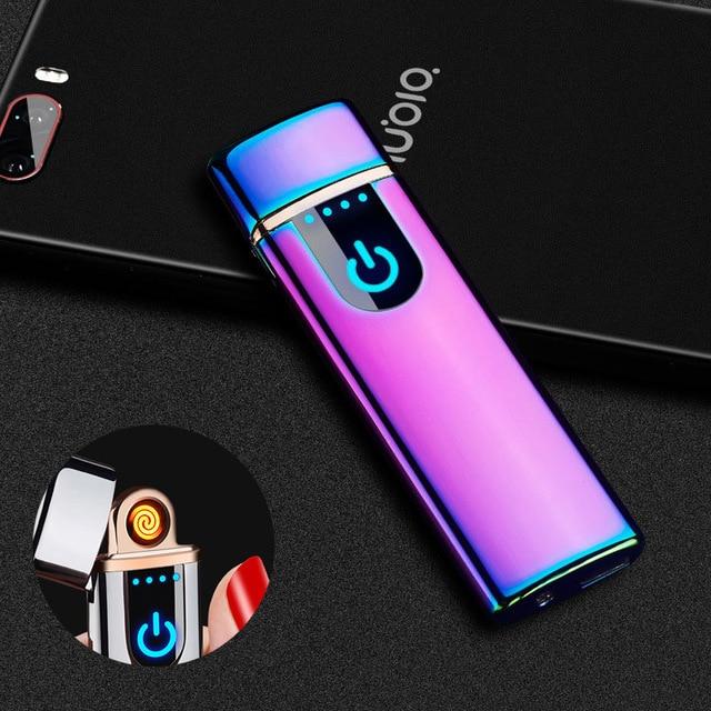 Windproof Dual Arc Lighter Plasma Flameless Rechargeable Electric Lighter for Cigarette Candle with LED Power Display|Cigarette Accessories