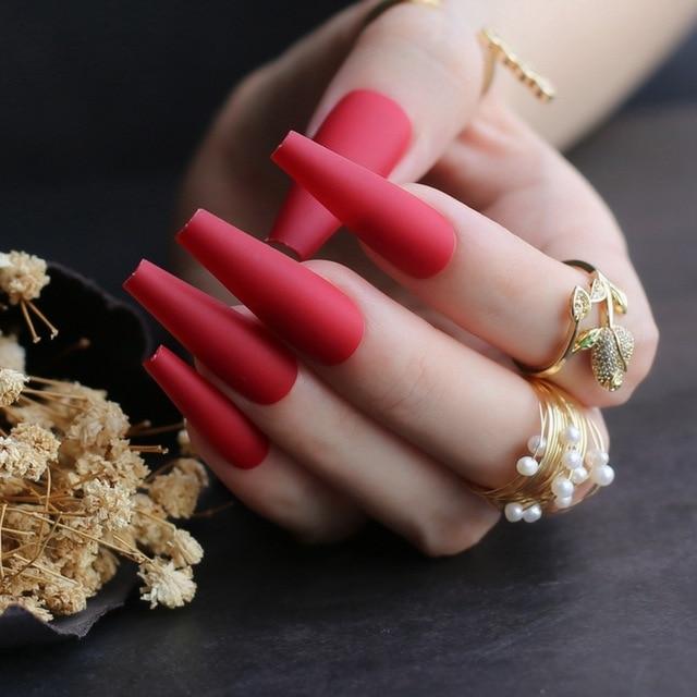 Extra stunning fasle nails Nude Long Luxury Coffin Matte Medium Acrylic nails salon 20pcs fake nails ballet Classic available|False Nails