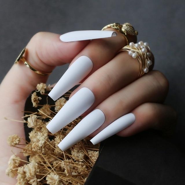 Extra stunning fasle nails Nude Long Luxury Coffin Matte Medium Acrylic nails salon 20pcs fake nails ballet Classic available|False Nails