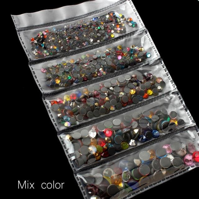 New packing 1200pcs Mix Size Hot Fix Rhinestone Shiny DMC Hot Fix Rhinestones Crystal SS6 SS30 for clothes DIY free shipping|Rhinestones