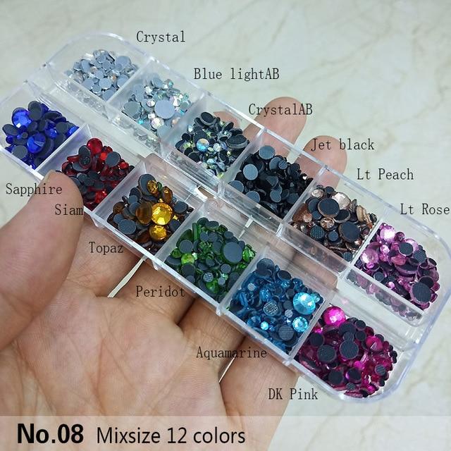 New packing 1200pcs Mix Size Hot Fix Rhinestone Shiny DMC Hot Fix Rhinestones Crystal SS6 SS30 for clothes DIY free shipping|Rhinestones