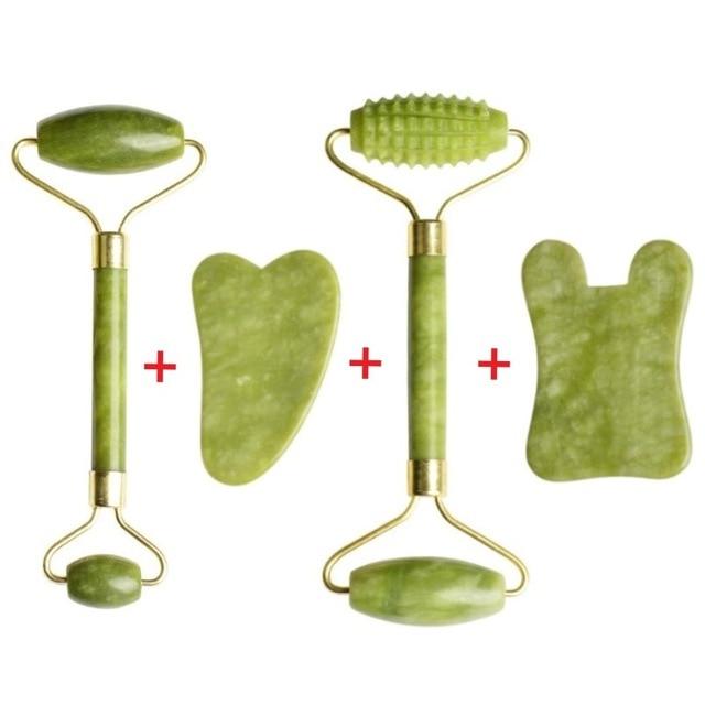 100% Natural Jade Roller GuaSha Board Facial Massage Tools Facial Massage Roller Beauty Lifting Slimming Scraper DropShipping|Massage Tools