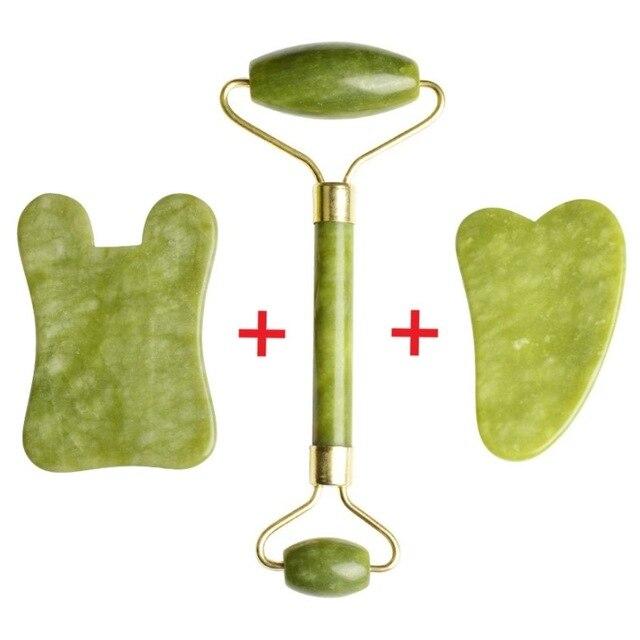 100% Natural Jade Roller GuaSha Board Facial Massage Tools Facial Massage Roller Beauty Lifting Slimming Scraper DropShipping|Massage Tools